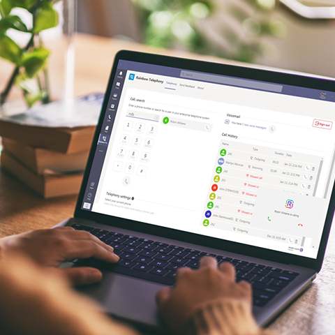 microsoft-teams-integration-telephony Téléphonie Rainbow pour l'interface Microsoft teams